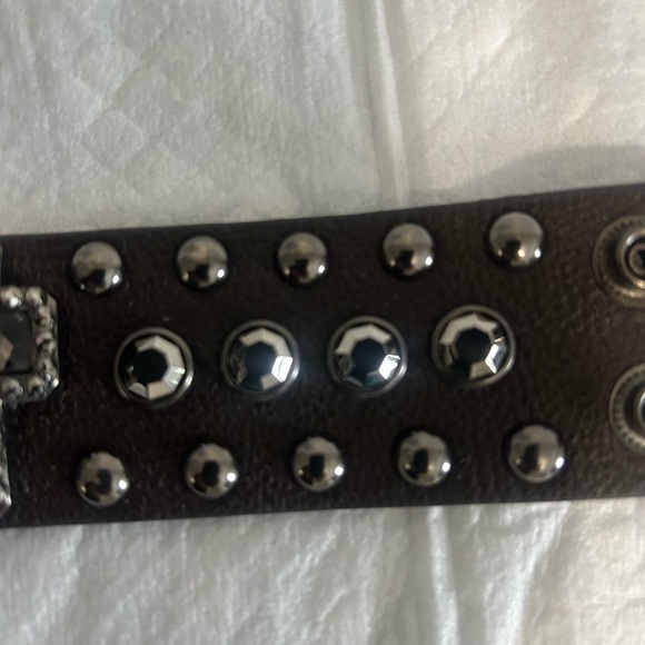 Leather Cross Cuff Bracelet Black Unbranded Snap Closure - Picture 5 of 7